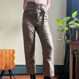 Madewell High-Waisted Belted Pants in Olive